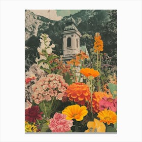 Vienna   Floral Retro Collage Style 3 Canvas Print