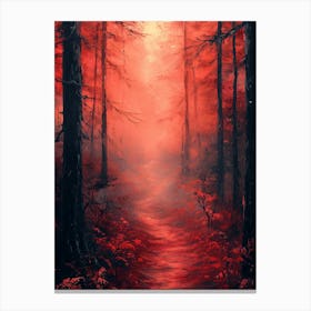 Red Forest Path, Monochrome, Charcoal Style Toile