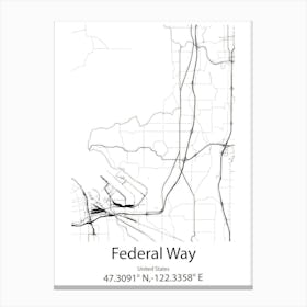 Federal Way,United States Minimalist Map Canvas Print