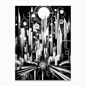 Metropolis Abstract Black And White 6 Canvas Print