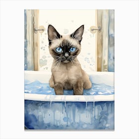Siamese Cat In Bathtub Bathroom 1 Canvas Print