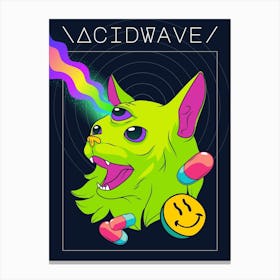 Acid Wave Cat Wall Art Canvas Print