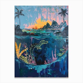 Colourful Underwater Pre Historic Marine Life Painting Canvas Print