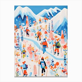 Portillo   Chile, Ski Resort Illustration 3 Canvas Print