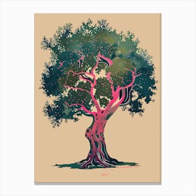 Olive Tree Colourful Illustration 4 Canvas Print