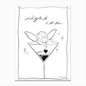 Night Cap Cherub Martini Canvas Print