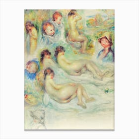 Studies Of Pierre Renoir; His Mother, Aline Charigot; Nudes; And Landscape (1885 1886), Pierre Auguste Renoir Canvas Print