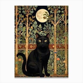 William Morris Black Cat In The Moonlight 4 Canvas Print