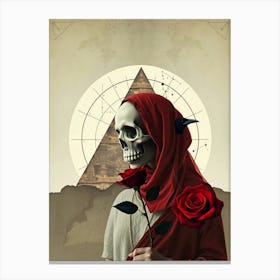 Death Skull With Rose Canvas Print