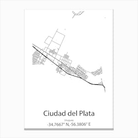 Ciudad Del Plata,Uruguay Minimalist Map Canvas Print