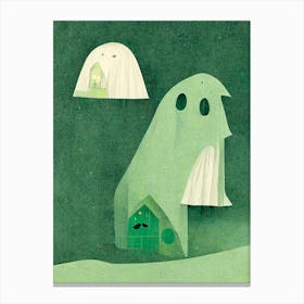Green Cute Ghosts Canvas Print
