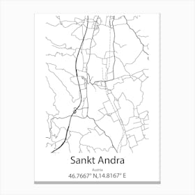 Sankt Andra,Austria Minimalist Map Canvas Print