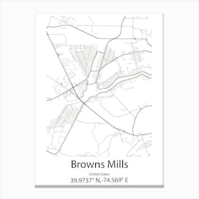 Browns Mills,United States Minimalist Map 1 Canvas Print