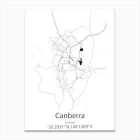 Canberra,Australia Minimalist Map Canvas Print