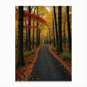 Autumn Road In The Forest Canvas Print