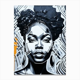 Graffiti Mural Of Beautiful Black Woman 226 Canvas Print