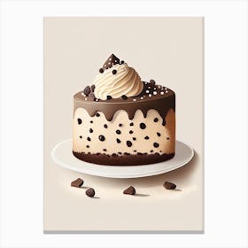 Chocolate Chip Cake Dessert Retro Minimal Flower Canvas Print