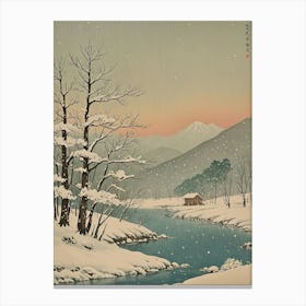 Snowy Winter Cabin Toile