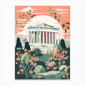 The Parthenon   Nashville, Usa   Cute Botanical Illustration Travel 4 Canvas Print
