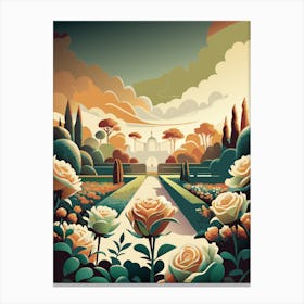 Roses In The Garden Vintage Canvas Print