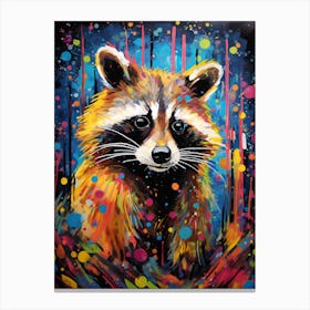 A Forest Raccoon Vibrant Paint Splash 1 Canvas Print