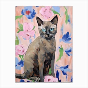 A Tonkinese Cat Painting, Impressionist Painting 3 Canvas Print