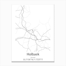 Holbaek,Denmark Minimalist Map Canvas Print