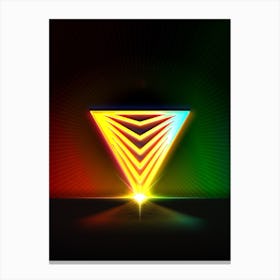 Neon Geometric Glyph in Watermelon Green and Red on Black n.0365 Canvas Print
