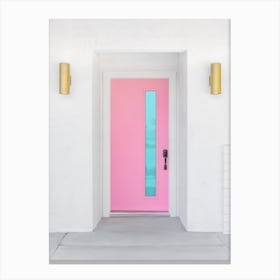 Pink Door With A Blue Window In Palm Springs California Canvas Print