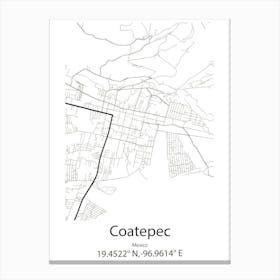 Coatepec Harinas,Mexico Minimalist Map Canvas Print