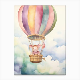 Baby Pig 3 In A Hot Air Balloon Canvas Print