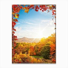 Bright Autumn Frame Encapsulating A Scene Of Seasonal Foliage Branches Laden With Various Hues Of R (1) Canvas Print