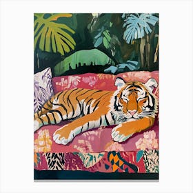 Oil Painting Tiger Sleeping 3 Canvas Print