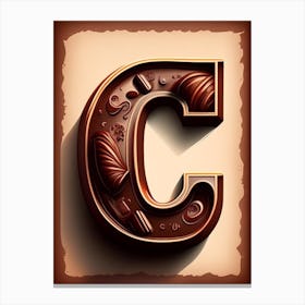 C  Chocolate, Letter, Alphabet Retro Drawing 2 Canvas Print