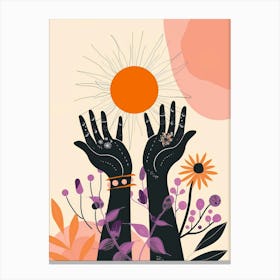 Hands Holding The Sun Canvas Print