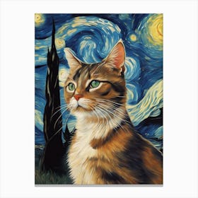 Starry Night Cat Canvas Print