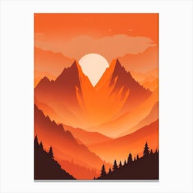 Misty Mountains Vertical Composition In Orange Tone 106 Canvas Print