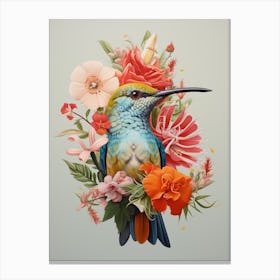 Bird With A Flower Crown Hummingbird 3 Canvas Print
