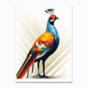 Colourful Geometric Bird Pheasant 2 Canvas Print
