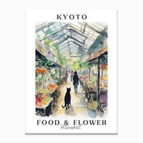 Food Market With Cats In Kyoto 2 Poster Canvas Print