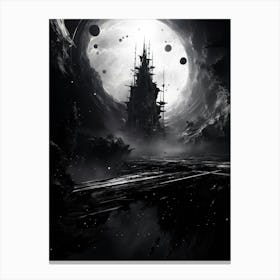 Interstellar Voyage Abstract Black And White 12 Canvas Print