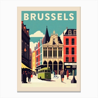 Brussels Vintage Travel Poster Canvas Print