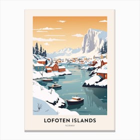 Vintage Winter Travel Poster Lofoten Islands Norway 2 Canvas Print