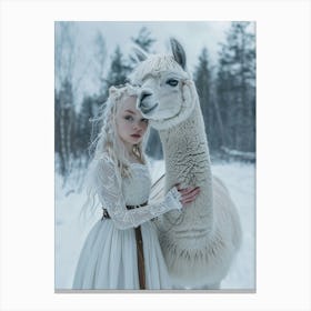 Girl With A Llama Canvas Print