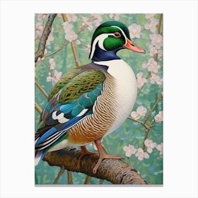 Ohara Koson Inspired Bird Painting Wood Duck 4 Canvas Print