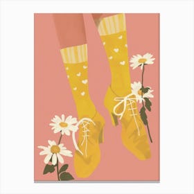 Yellow And Pink Flower Shoes 4 Canvas Print