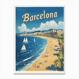 Aihrgdesign A Mid Century Modern Travel Poster For Barcelona 2 Canvas Print