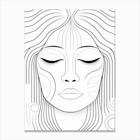 Simple Wavy Calm Face Line Drawing 2 Canvas Print