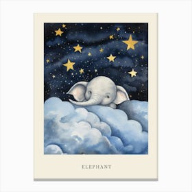 Baby Elephant 5 Sleeping In The Clouds Nursery Poster Canvas Print