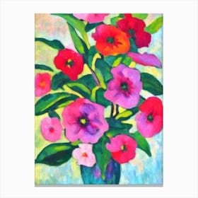 Mandevilla Floral Abstract Block Colour Flower Canvas Print